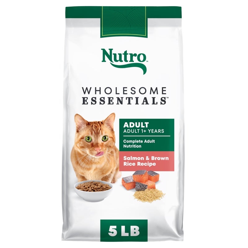Nutro Wholesome Essentials Adult Dry Cat Food, Salmon & Brown Rice Recipe, 5 lb. Bag - Image 1